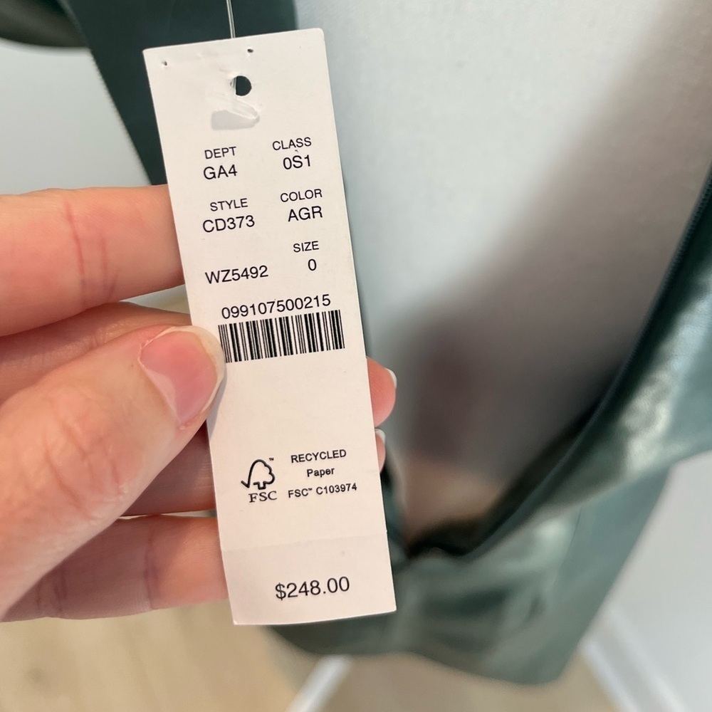 J Crew Collection mini dress in army green embellished faux leather NEW size 0 - Picture 9 of 13